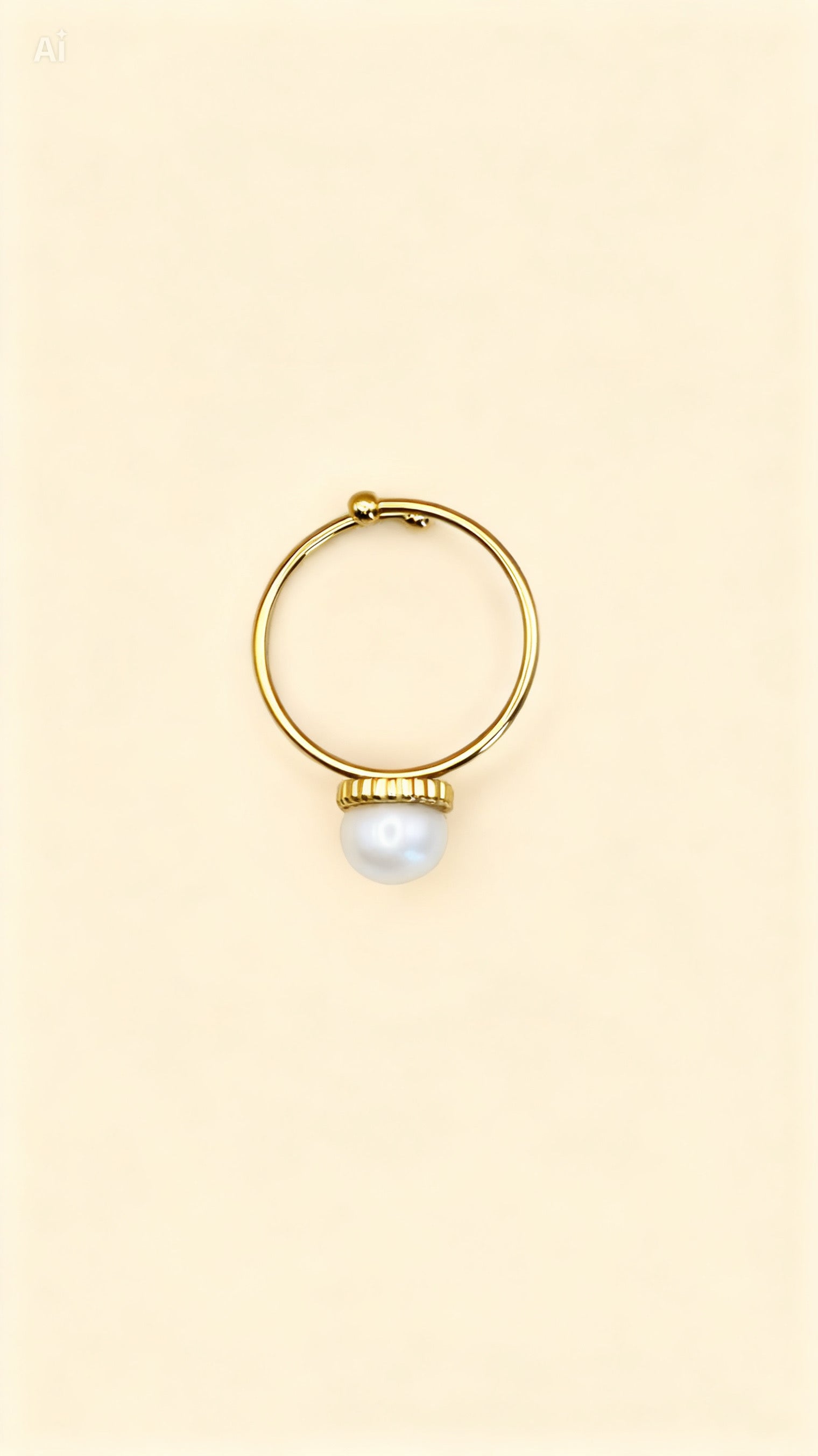 LUNA 18K Gold Plated Pearl Open Ring