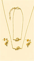 ARIA 18K Gold Plated Knot Necklace, Earrings & Bracelet Set