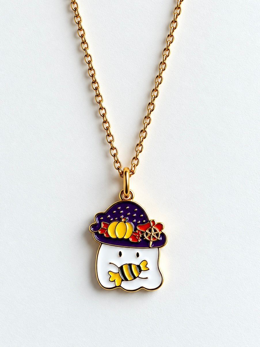 Sweet Candy Ghost Witch Halloween Necklace