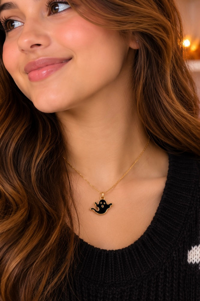 Little Black Ghost Halloween Necklace