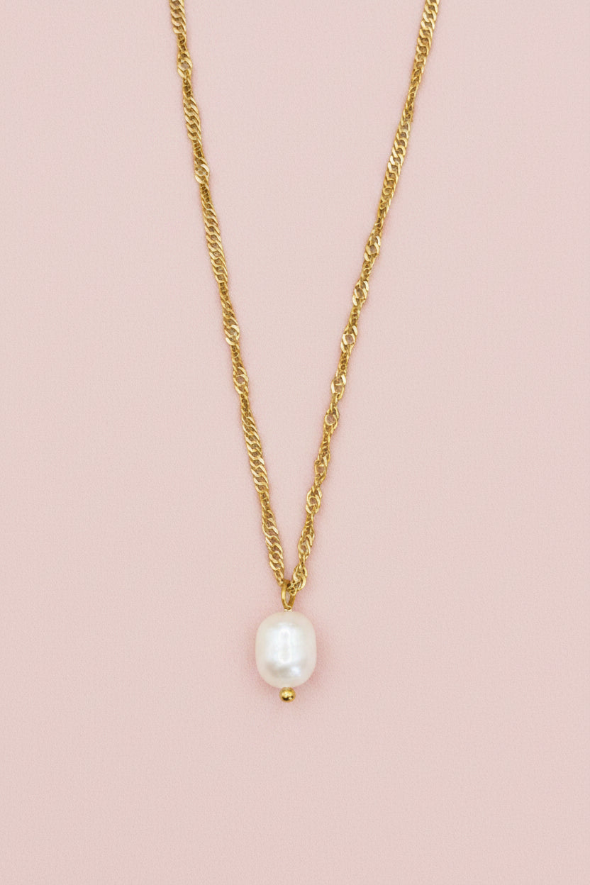 SEREN 18K Gold Plated Freshwater Pearl Pendant Necklace