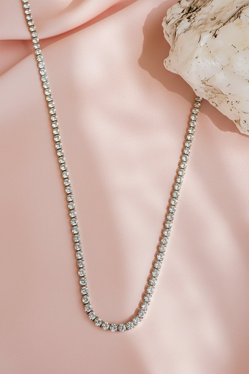 ARIA 18K Gold Plated Crystal Tennis Necklace