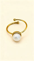 LUNA 18K Gold Plated Pearl Open Ring