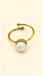 LUNA 18K Gold Plated Pearl Open Ring