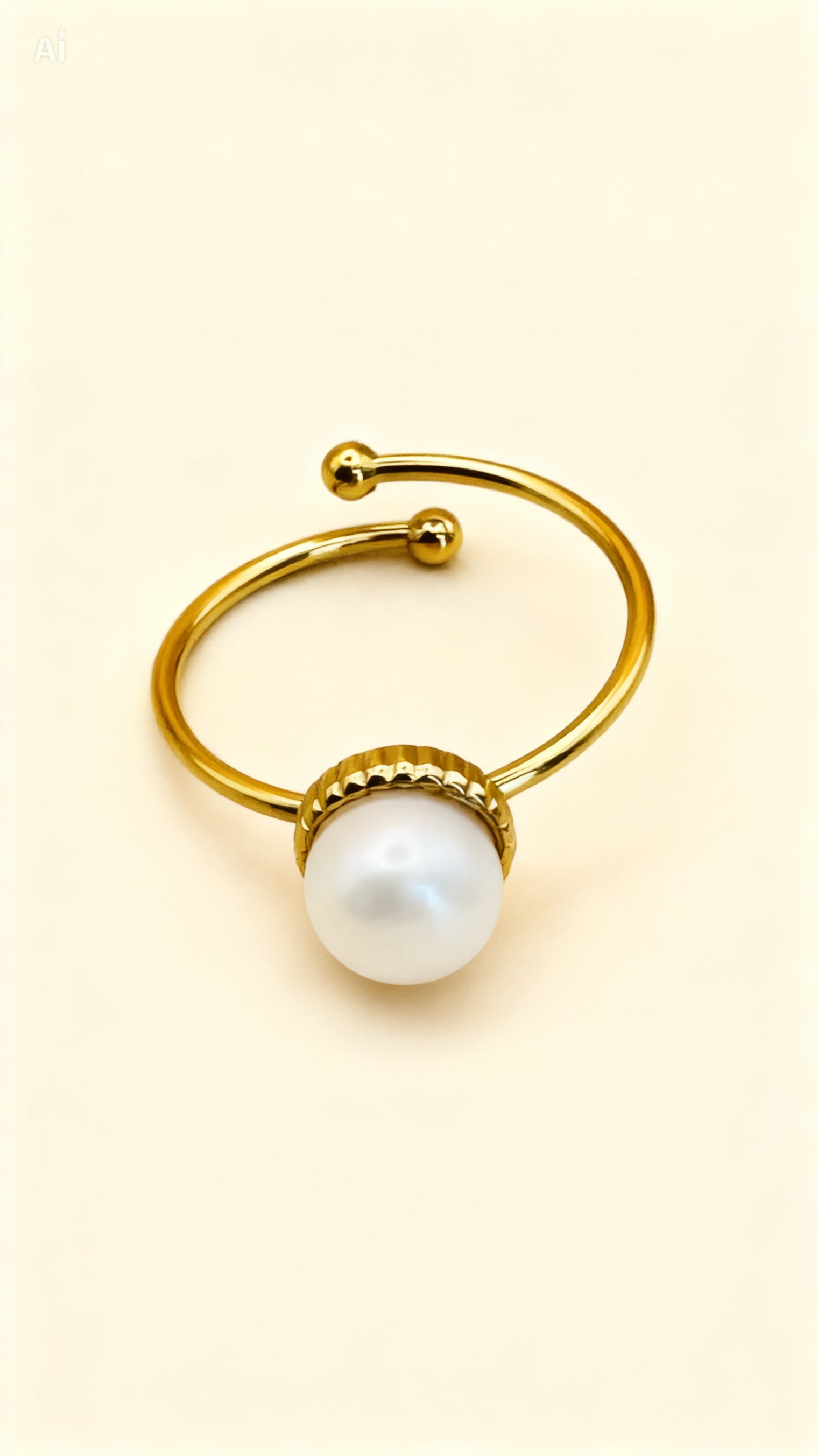LUNA 18K Gold Plated Pearl Open Ring