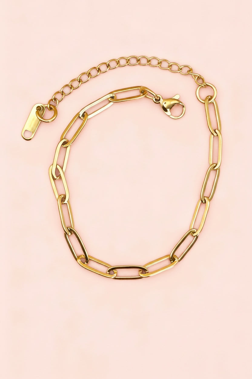 ELLA 18K Gold Plated Paperclip Chain Bracelet