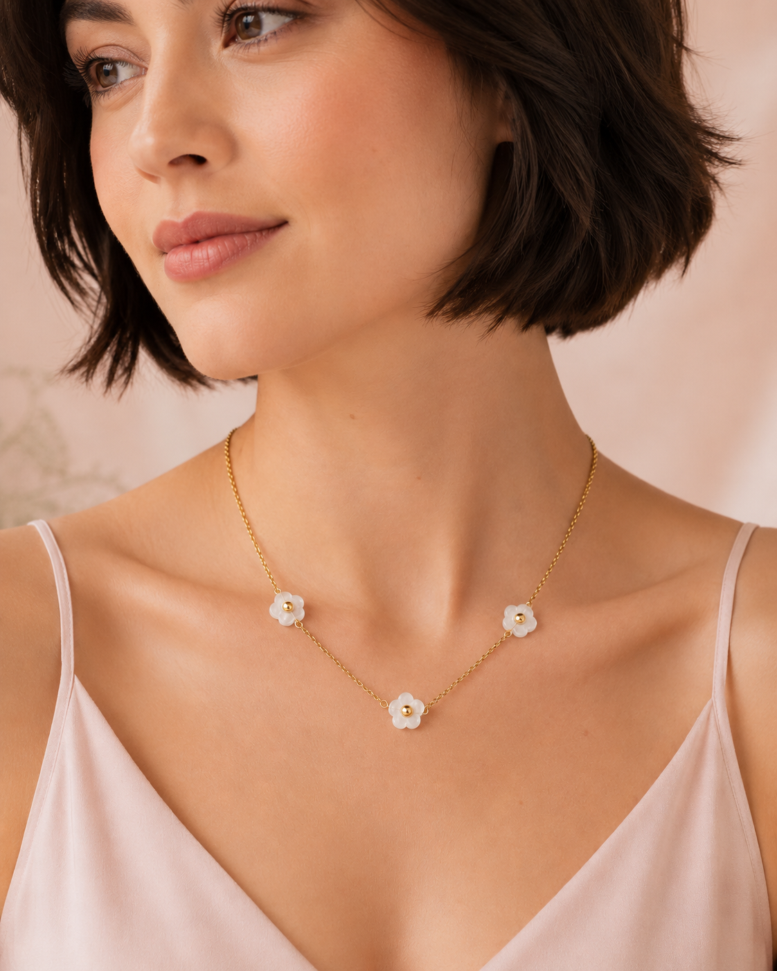 IVORA 18K Gold Plated Flower Necklace