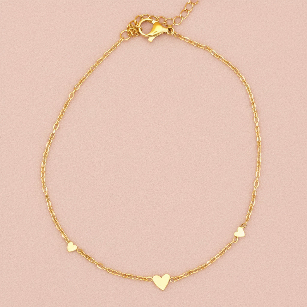 ZIVA 18K Gold Plated Heart Chain Anklet