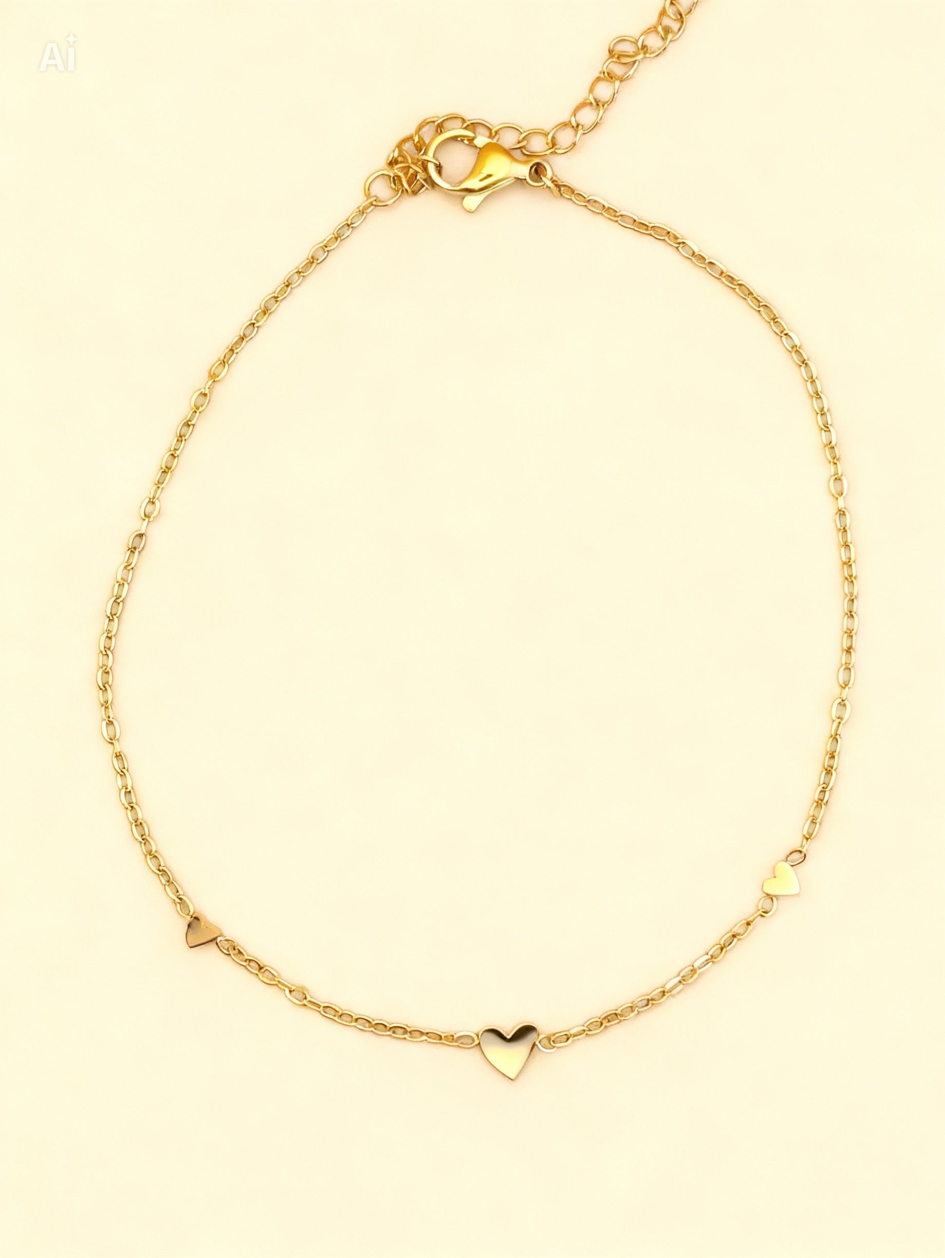 ZIVA 18K Gold Plated Heart Chain Anklet