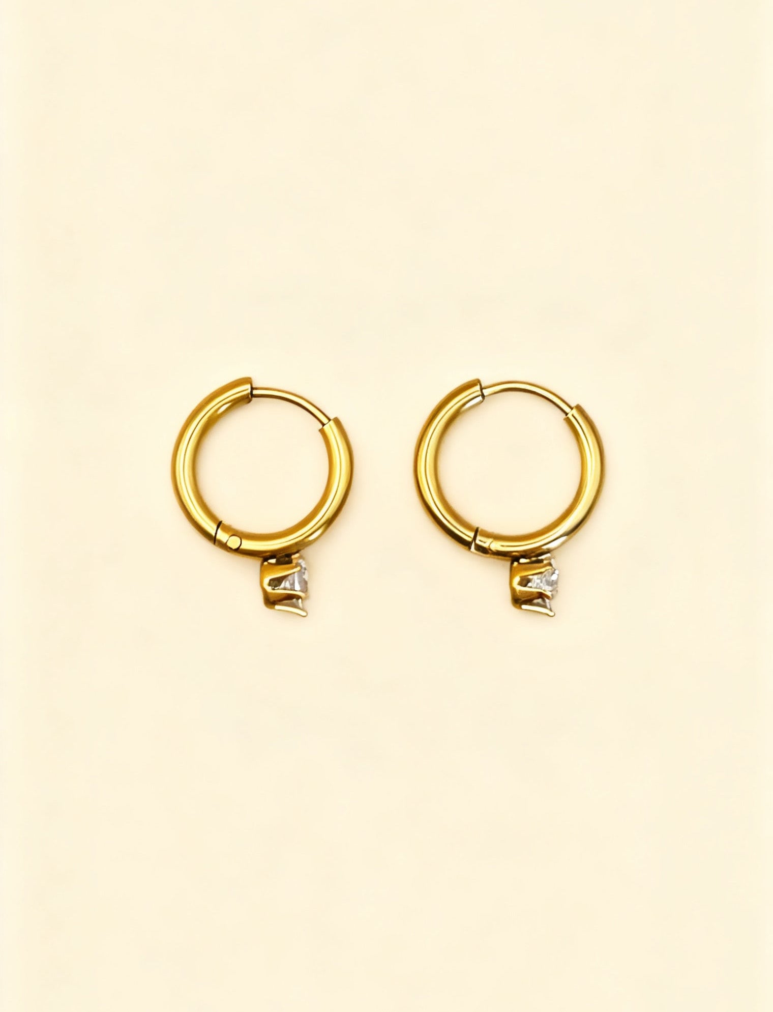 ELARA 18K Gold Plated Mini Hoop Earrings with Crystal Accent
