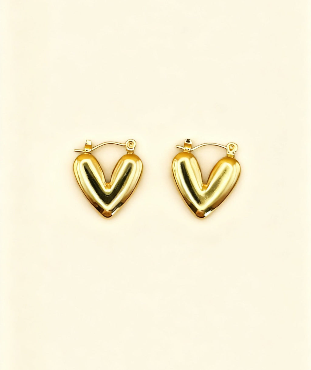 AMOUR 18K Gold Plated Heart Hoop Earrings