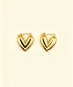 AMOUR 18K Gold Plated Heart Hoop Earrings