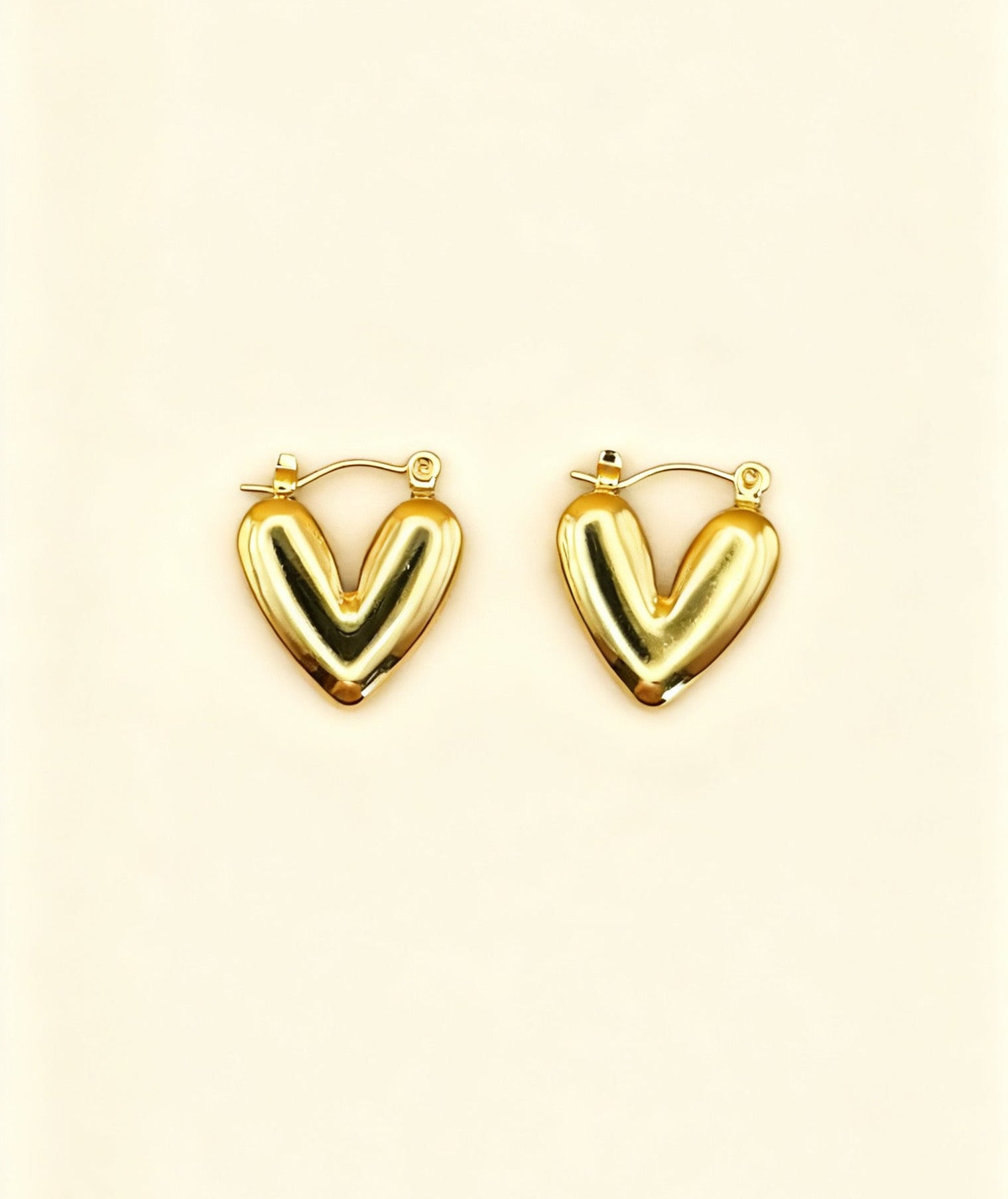 AMOUR 18K Gold Plated Heart Hoop Earrings