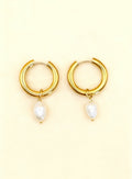 LUNA 18K Gold Plated Freshwater Pearl Detachable Hoop Earrings