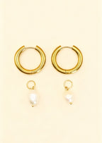 LUNA 18K Gold Plated Freshwater Pearl Detachable Hoop Earrings