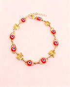 Liora 18K Gold Plated Red Evil Eye Butterfly Bracelet