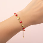 Liora 18K Gold Plated Red Evil Eye Butterfly Bracelet