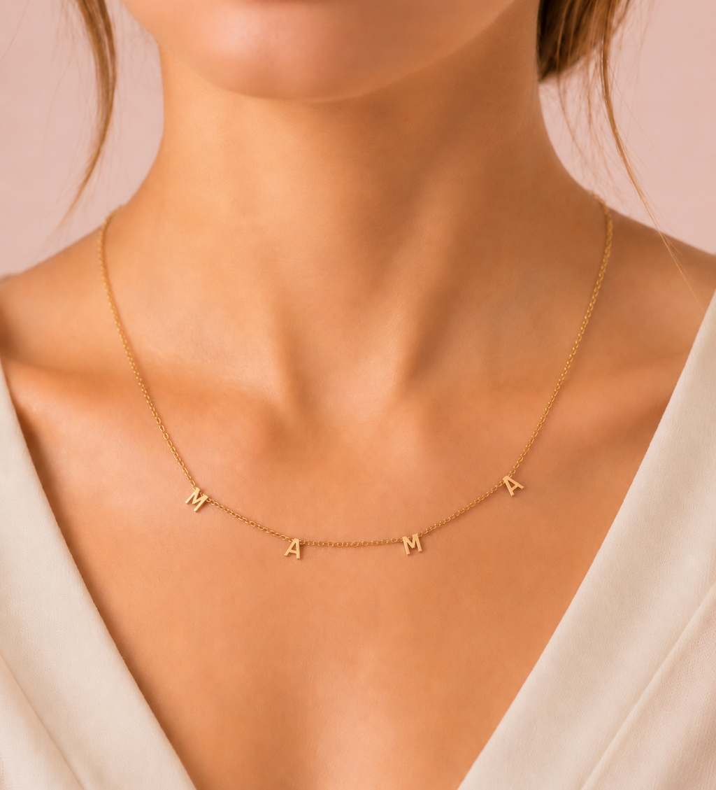 MAMA 18K Gold Plated Letter Chain Necklace