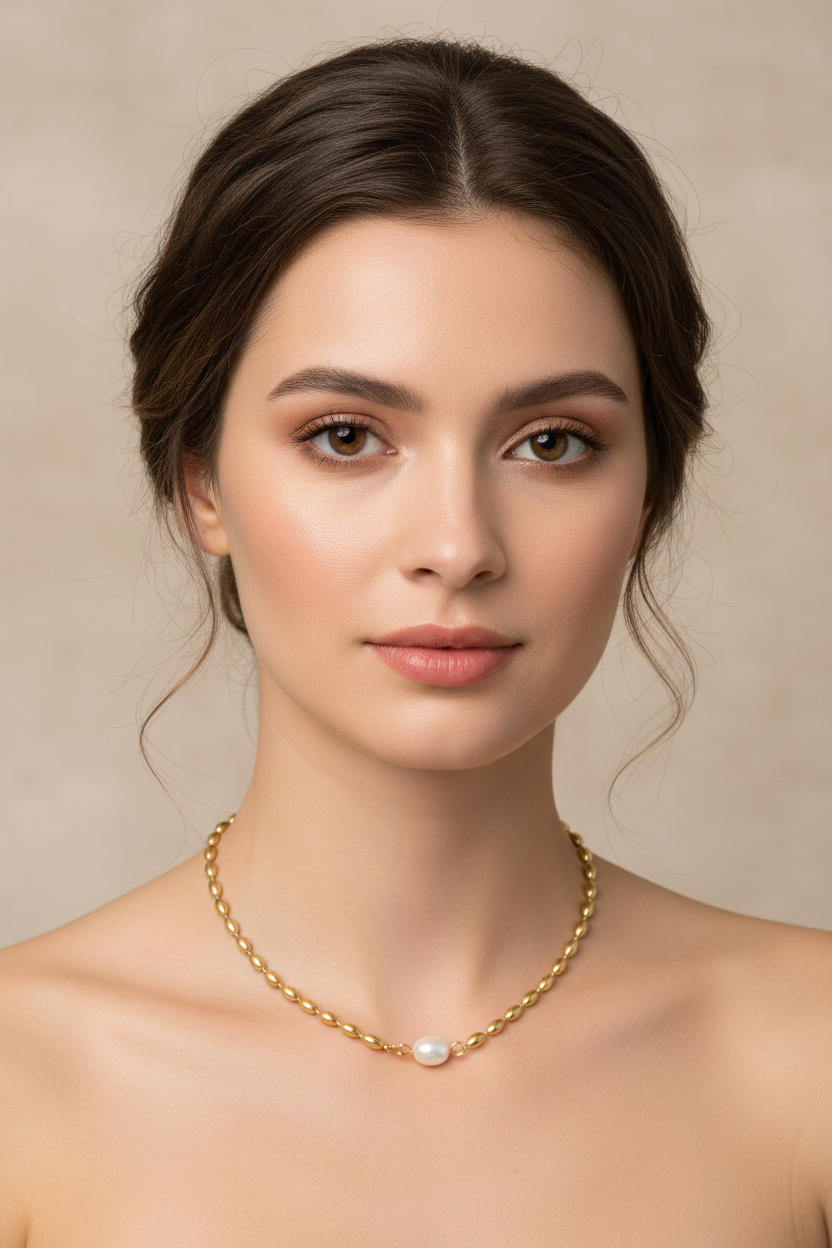 AMARA 18K Gold Plated Pearl Bead Necklace