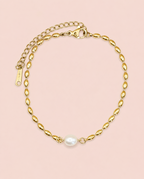 AMARA 18K Gold Plated Pearl Bead Bracelet