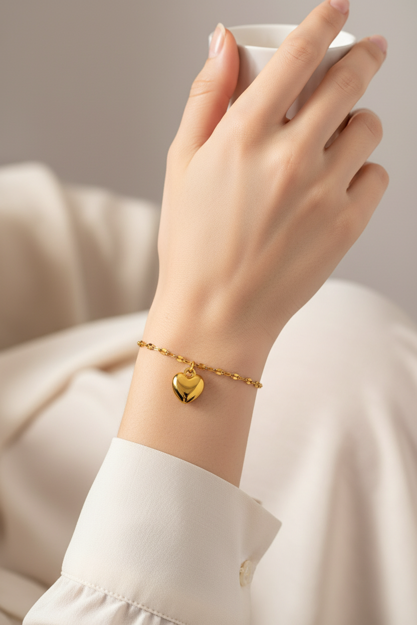 LUNA 18K Gold Plated Heart Bracelet