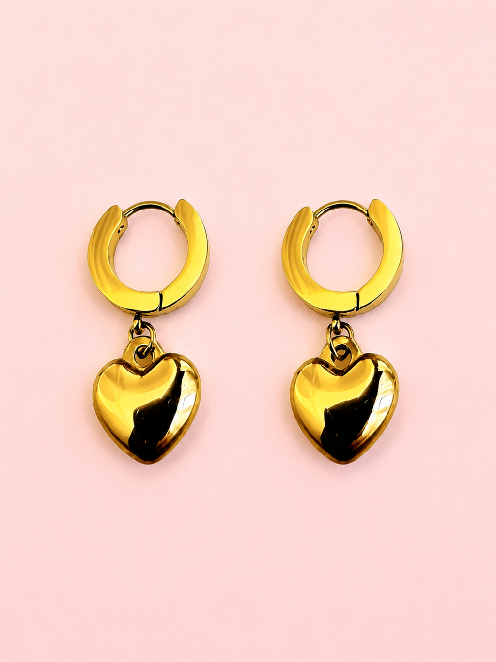 LUNA 18K Gold Plated Heart Drop Hoop Earrings