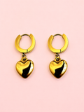 LUNA 18K Gold Plated Heart Drop Hoop Earrings