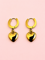 LUNA 18K Gold Plated Heart Drop Hoop Earrings