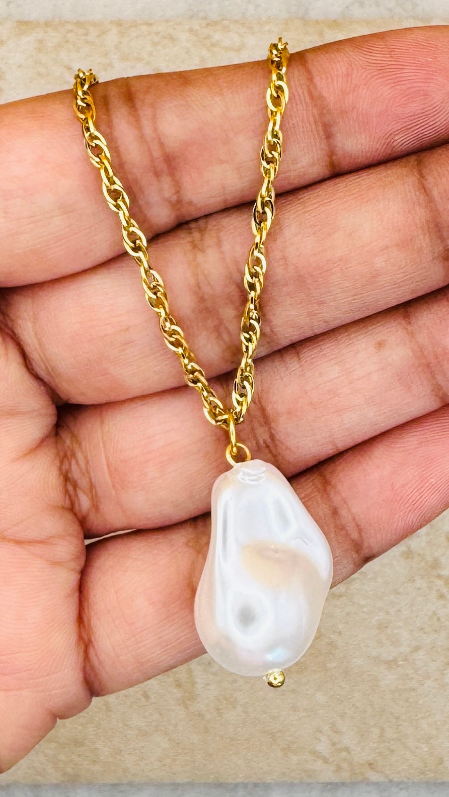 AURELIA 18K Gold Plated Freshwater Pearl Drop Necklace & Hoop Earring Set