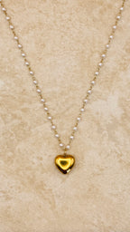 ELISE 18K Gold Plated Pearl Chain Heart Necklace