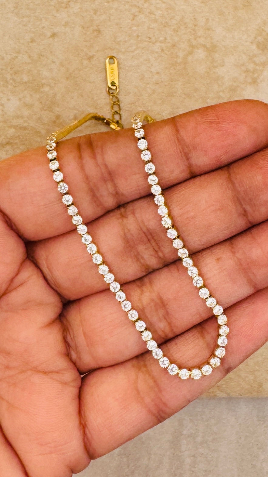 ARIA 18K Gold Plated Crystal Tennis Necklace