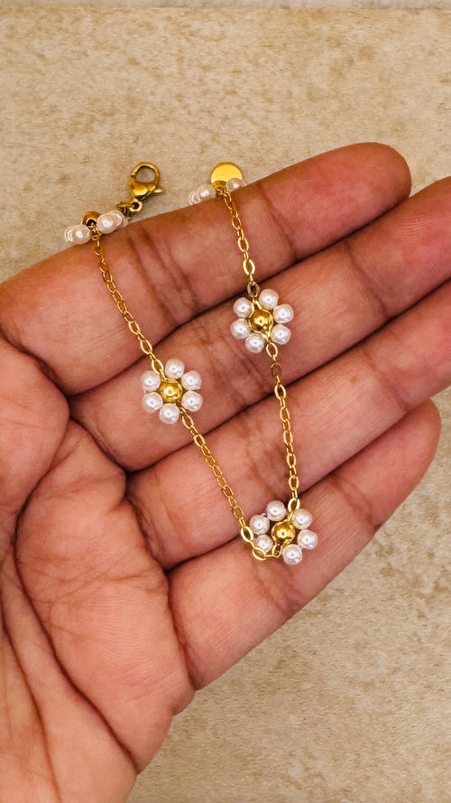 ALBA 18K Gold Plated Floral Anklet