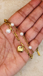 KAIA 18K Gold Plated Pearl Chain Bracelet