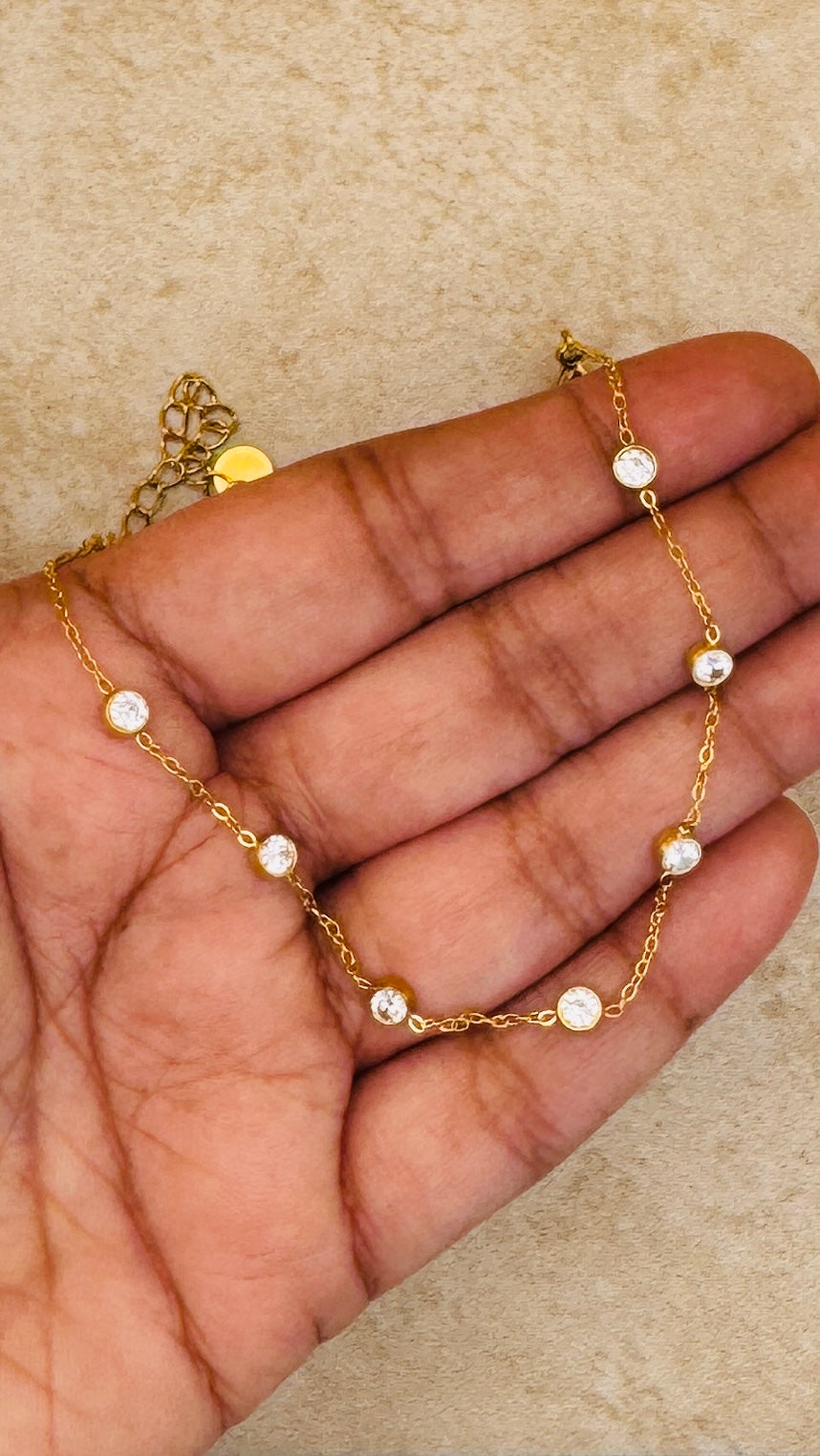 VAYA 18K Gold Plated Zircon Chain Anklet