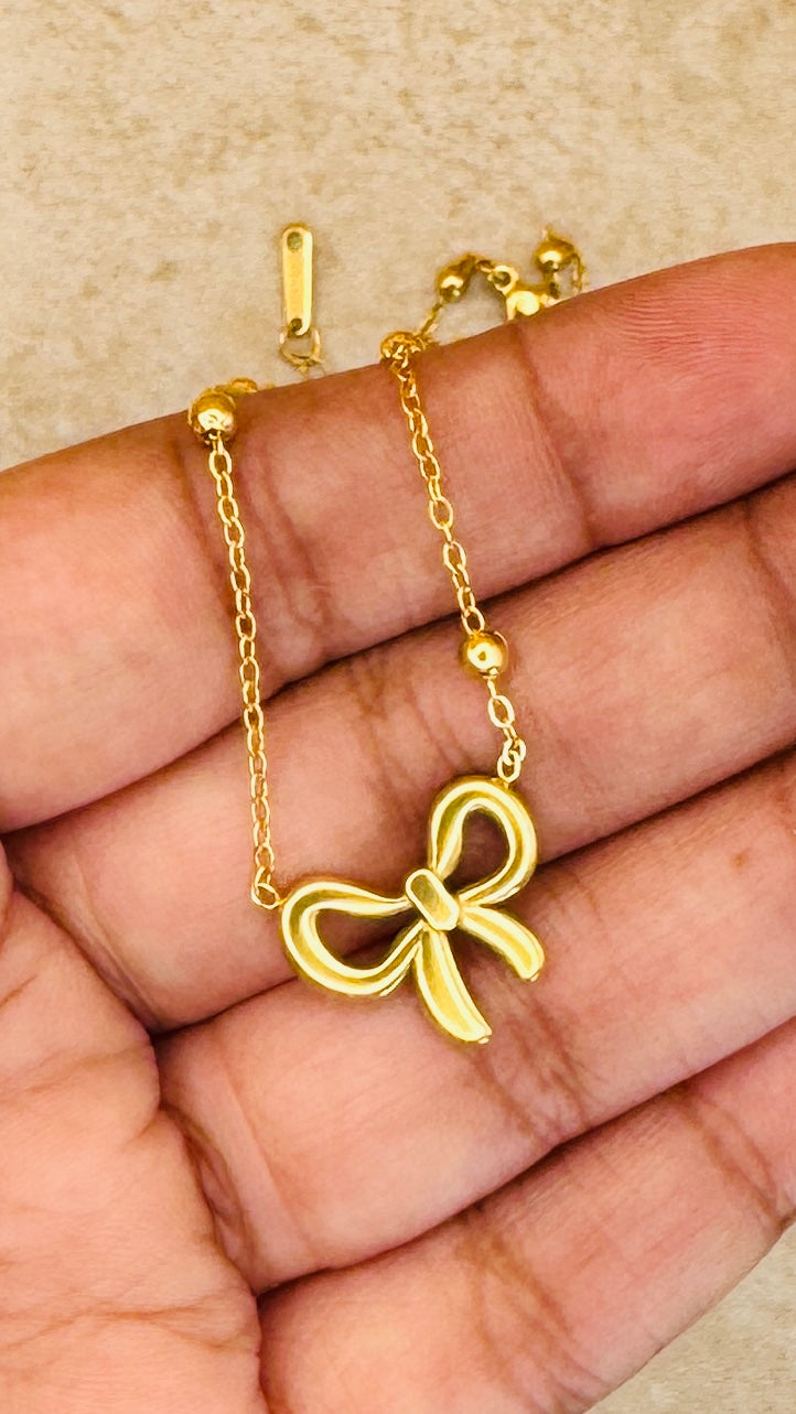 ELLA 18K Gold Plated Bow Necklace & Stud Earrings Set