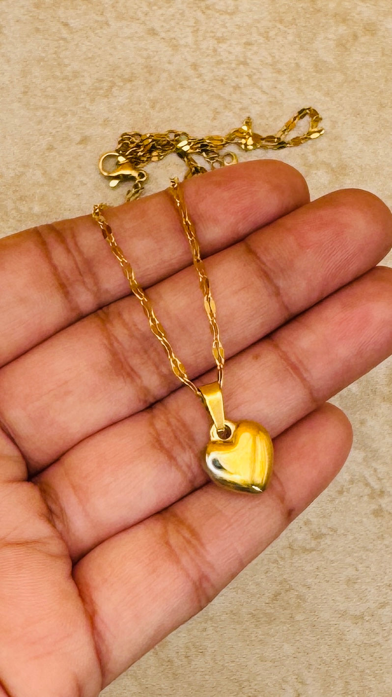 LUNA 18K Gold Plated Heart Necklace, Earrings & Bracelet Set