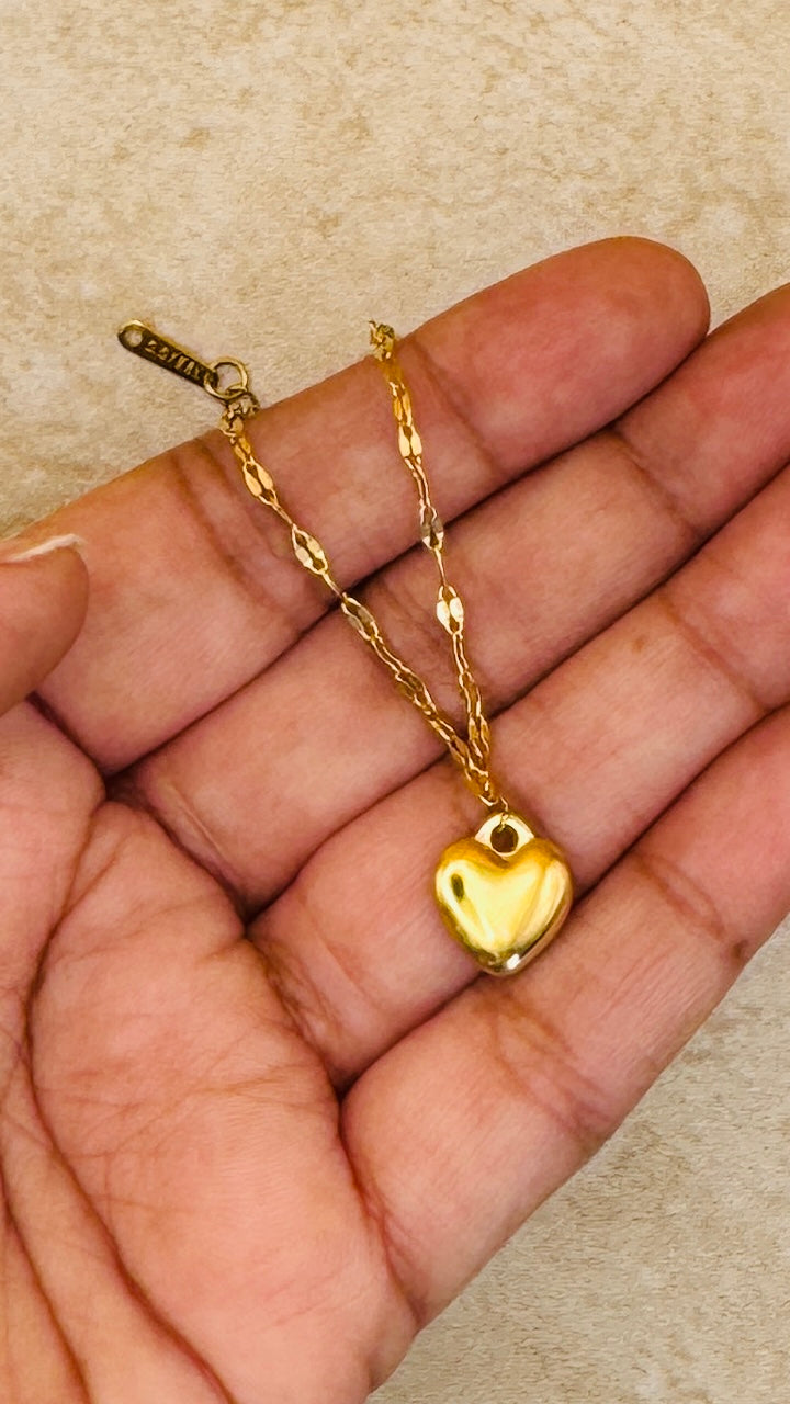 LUNA 18K Gold Plated Heart Necklace, Earrings & Bracelet Set