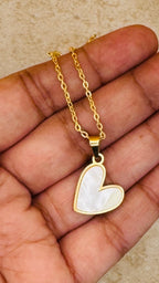 EVELYN 18K Gold Plated Heart Inlay Necklace & Stud Earrings Set