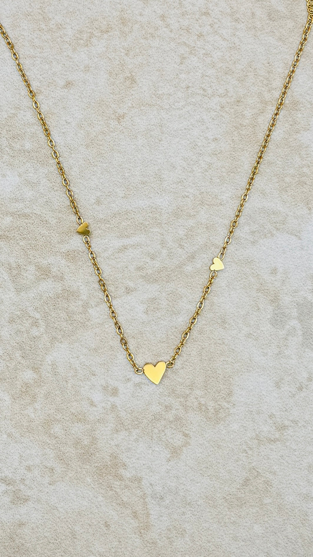 AVA 18K Gold Plated Mini Heart Station Necklace