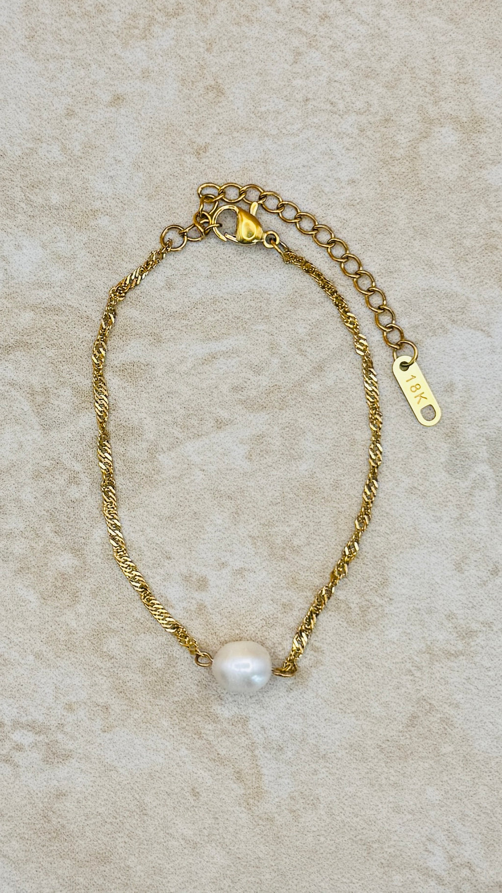 MIRA 18K Gold Plated Freshwater Pearl Chain Bracelet
