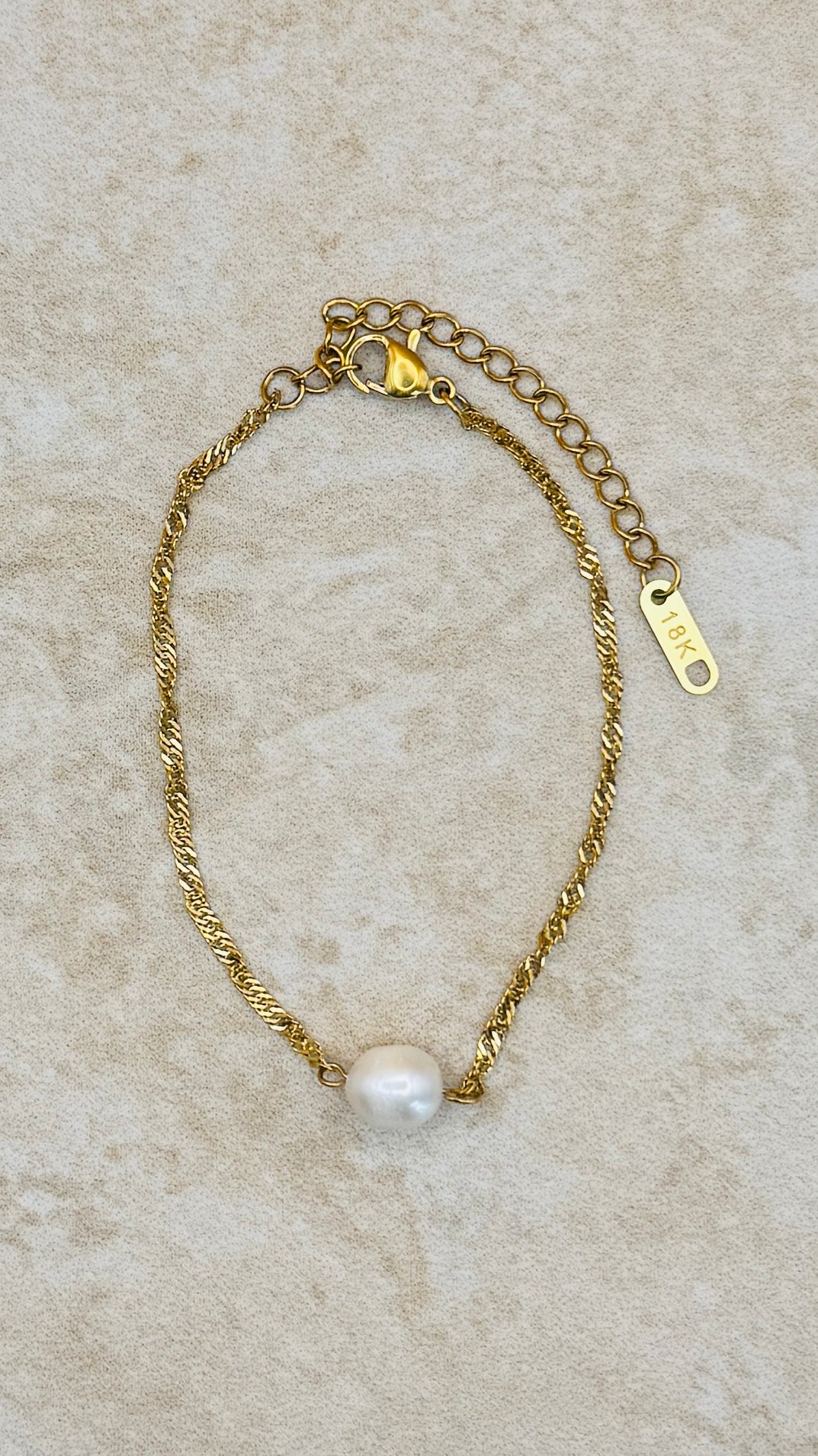 MIRA 18K Gold Plated Freshwater Pearl Chain Bracelet