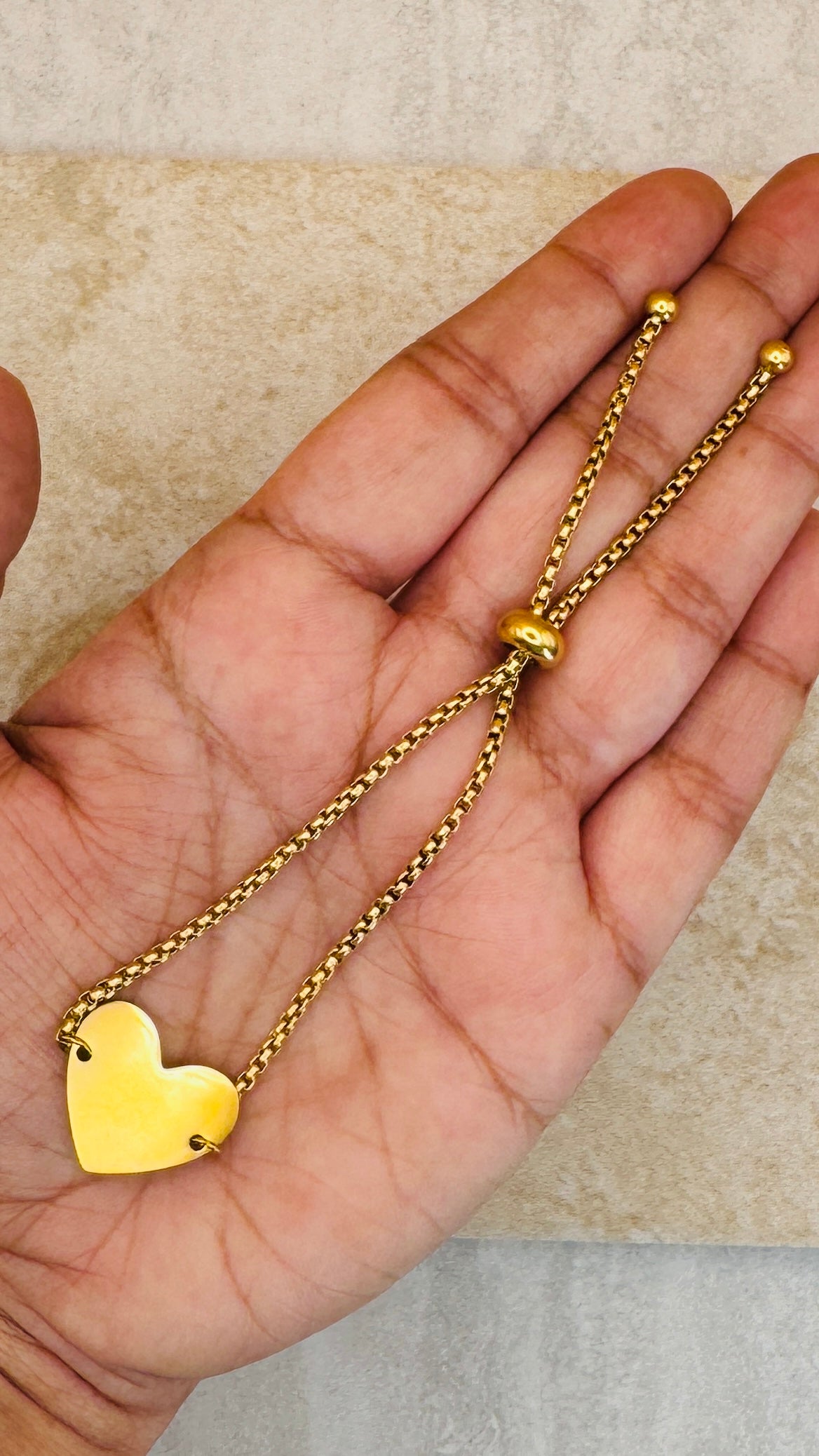 SOREL 18K Gold Plated Heart Slider Chain Bracelet