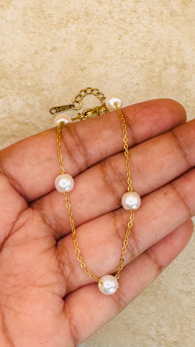 KORA 18K Gold Plated Beaded Chain Anklet