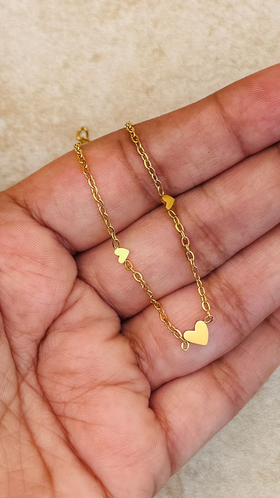 ZIVA 18K Gold Plated Heart Chain Anklet