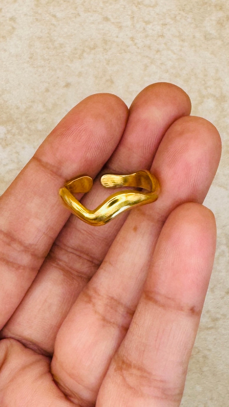 ARIA 18K Gold Plated Organic Wave Open Ring