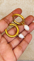 LUNA 18K Gold Plated Freshwater Pearl Detachable Hoop Earrings