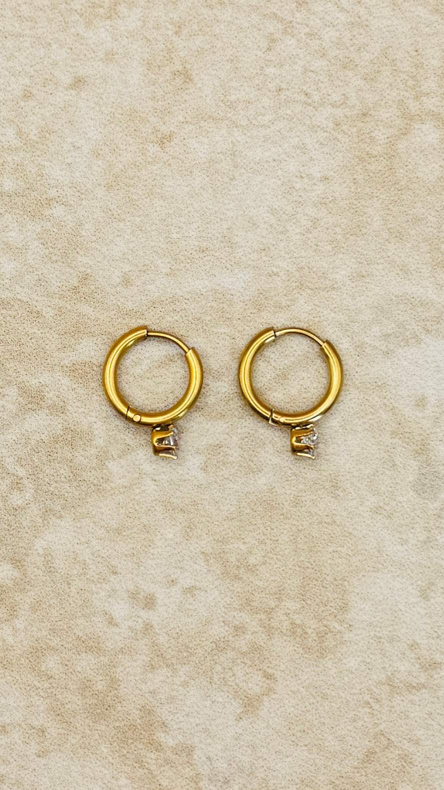 ELARA 18K Gold Plated Mini Hoop Earrings with Crystal Accent