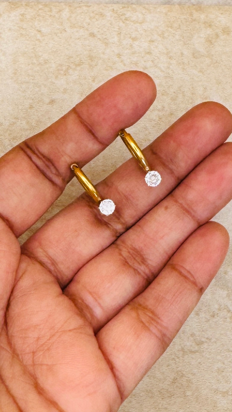 ELARA 18K Gold Plated Mini Hoop Earrings with Crystal Accent