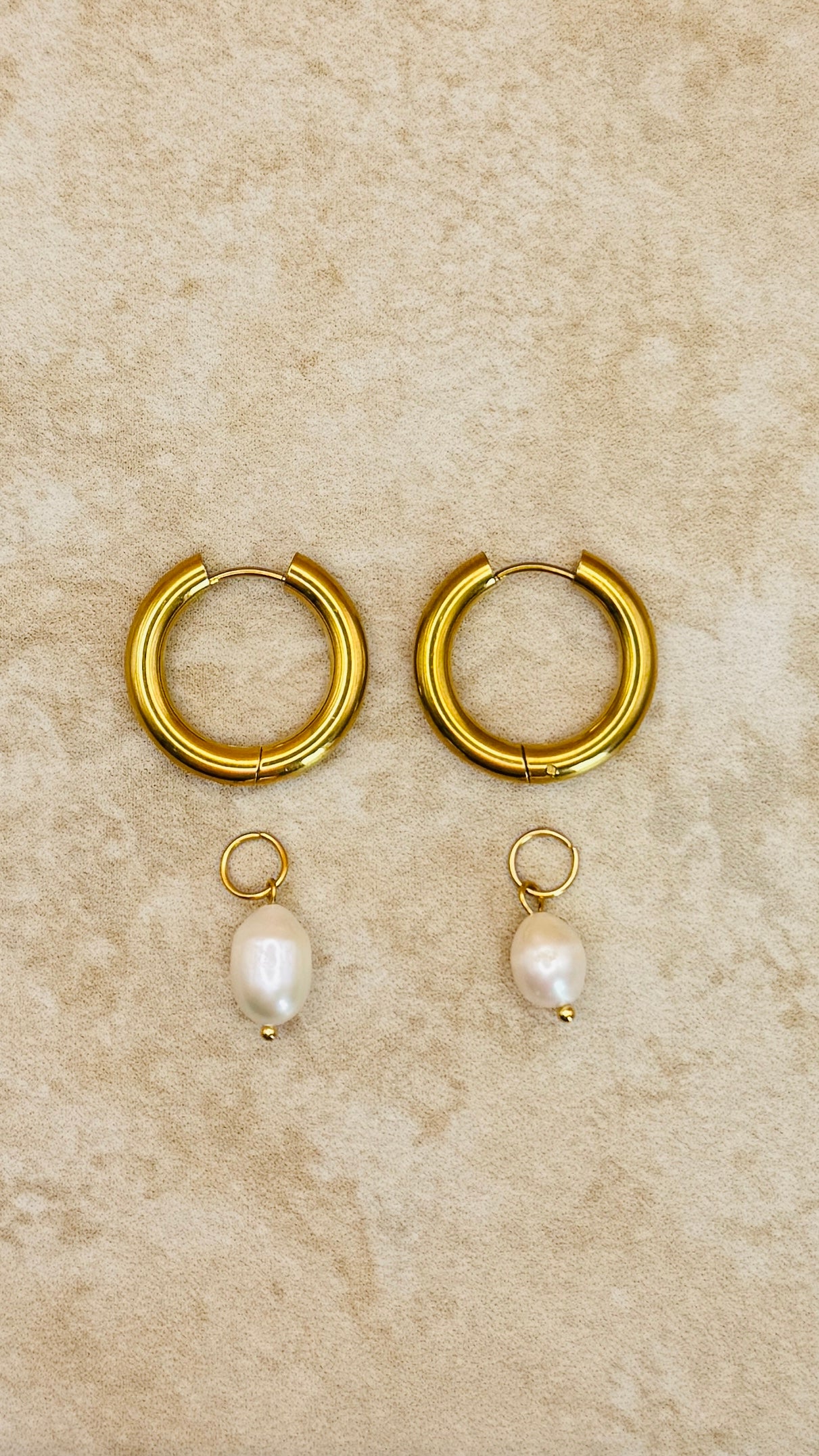 LUNA 18K Gold Plated Freshwater Pearl Detachable Hoop Earrings